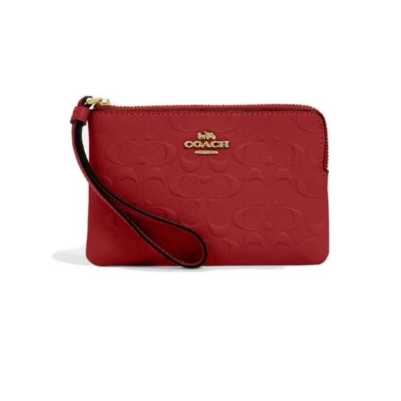 Coach corner zip wristlet in red - Picture 4 of 6